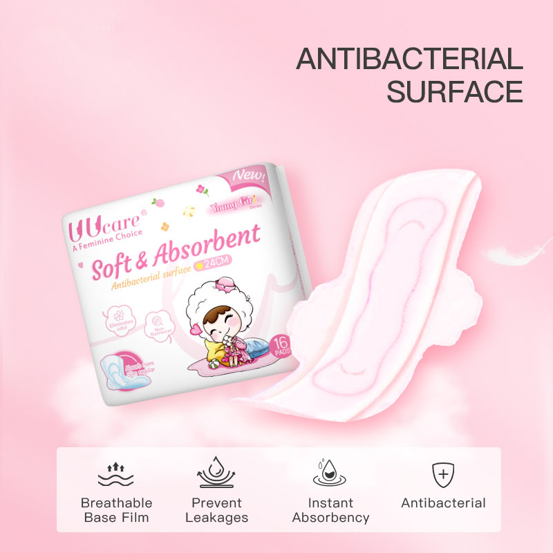 UUcare Young Girl Antibacterial Sanitary Pads 24cm 16pads Day - 1