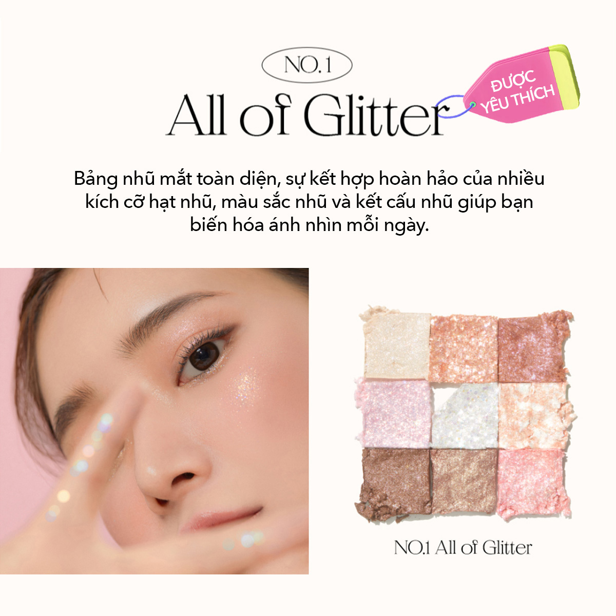 Bảng Phấn Mắt 9 Ô Unleashia Glitterpedia Eye Palette 6.2g .#No.1 All Of Glitter Bảng Phấn Mắt 9 Ô Unleashia Glitterpedia Eye Palette 6.2g .#No.1 All Of Glitter - Hình ảnh chính thức