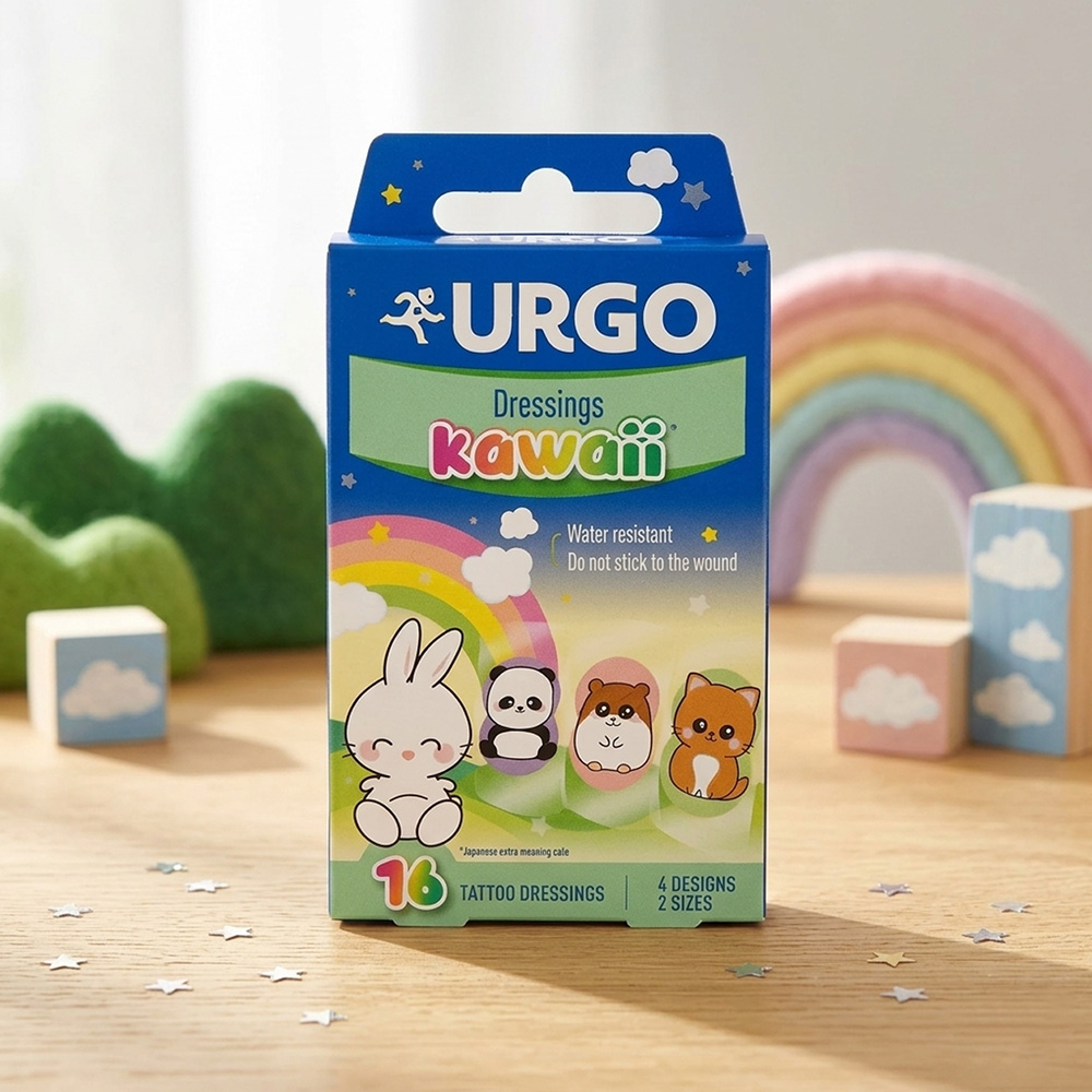 Urgo Kawaii Children's Bandages 2 Sizes 16 Pcs - Băng cá nhân dành cho trẻ em có hai kích cỡ và thiết kế Kawaii. Băng chống thấm nước, không dính vào vết thương và được cắt sẵn để thuận tiện khi sử dụng. Urgo-Kawaii-Children-s-Bandages-2-Sizes-16-Pcs-1
