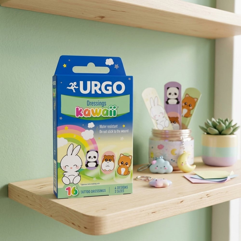 Urgo Kawaii Children's Bandages 2 Sizes 16 Pcs - Phù hợp với: Băng cá nhân dành cho trẻ em có hai kích cỡ và thiết kế Kawaii. Urgo-Kawaii-Children-s-Bandages-2-Sizes-16-Pcs-2