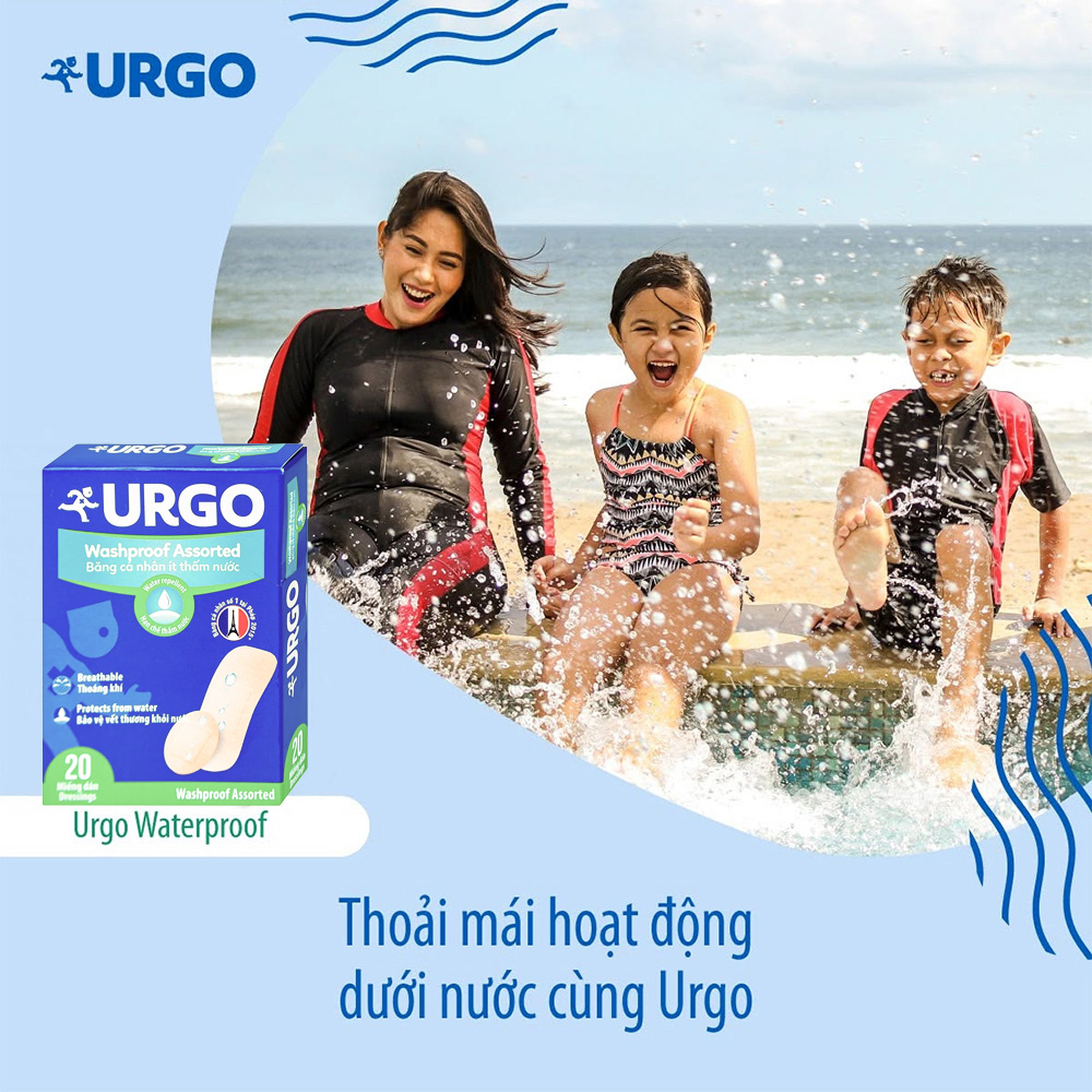 Urgo Washproof Assorted Bandage 4 Sizes 20 Pcs - Phù hợp với: Băng cá nhân ít thấm nước với bốn kích cỡ, phù hợp cho nhiều vị trí trên da. Urgo-Washproof-Assorted-Bandage-4-Sizes-20-Pcs-2