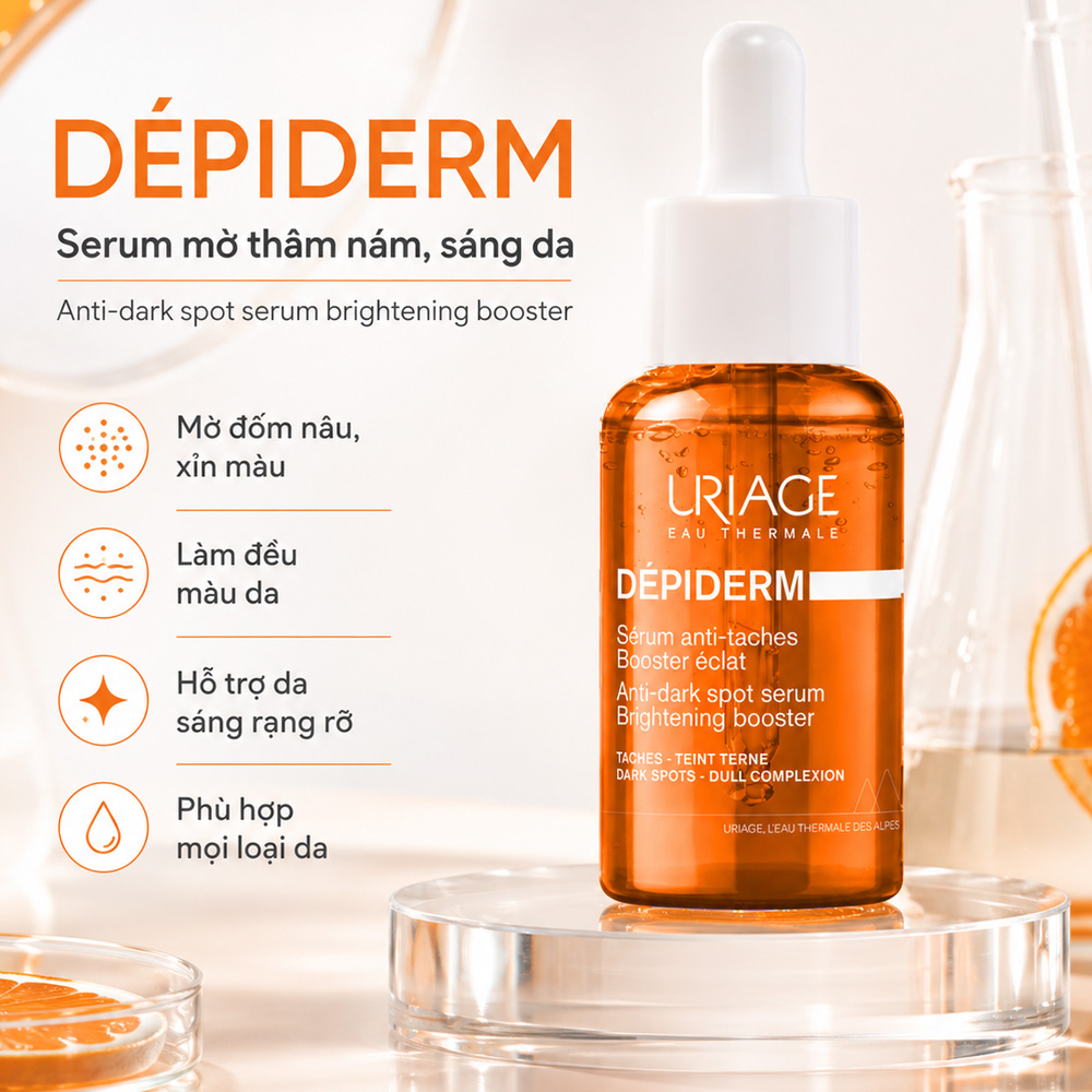 Uriage Depiderm Anti-Taches Booster Eclat 30ml is suitable for use in daily skincare routines Uriage Depiderm Anti-Taches Booster Eclat 30ml