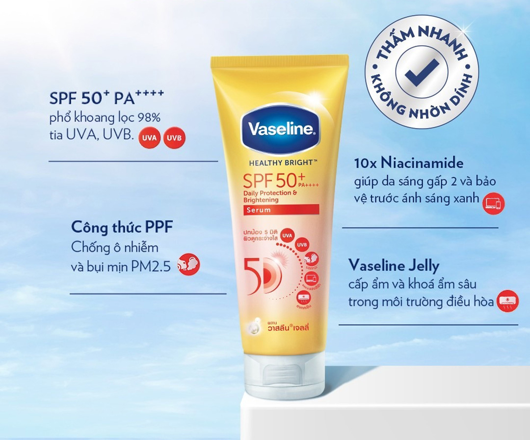 Vaseline Sun+ Pollution Protection Brightening Serum SPF50+ PA++++ 300ml