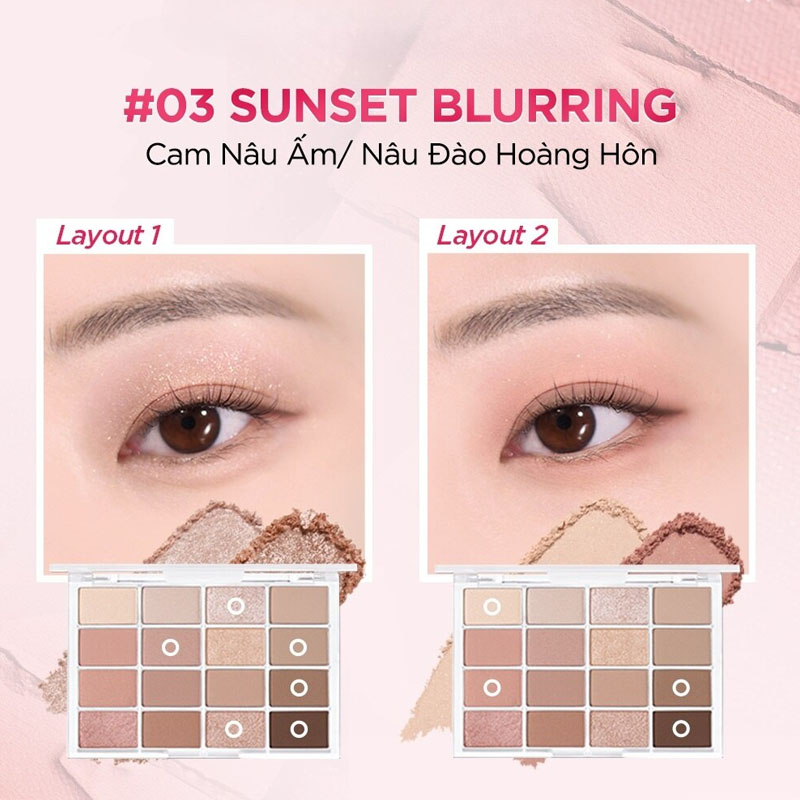 Bảng Phấn Mắt 16 ô Wakemake Soft Blurring Eye Palette 14g .#03 Sunset Blurring - Hình ảnh chính thức