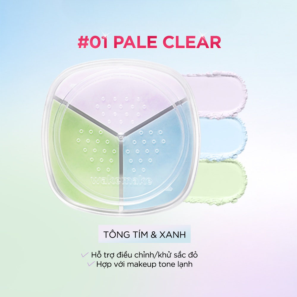 Phấn Phủ Dạng Bột Wakemake Stay Fixer Multi Color Powder 4g .#01 Pale Clear - Hình ảnh chính thức