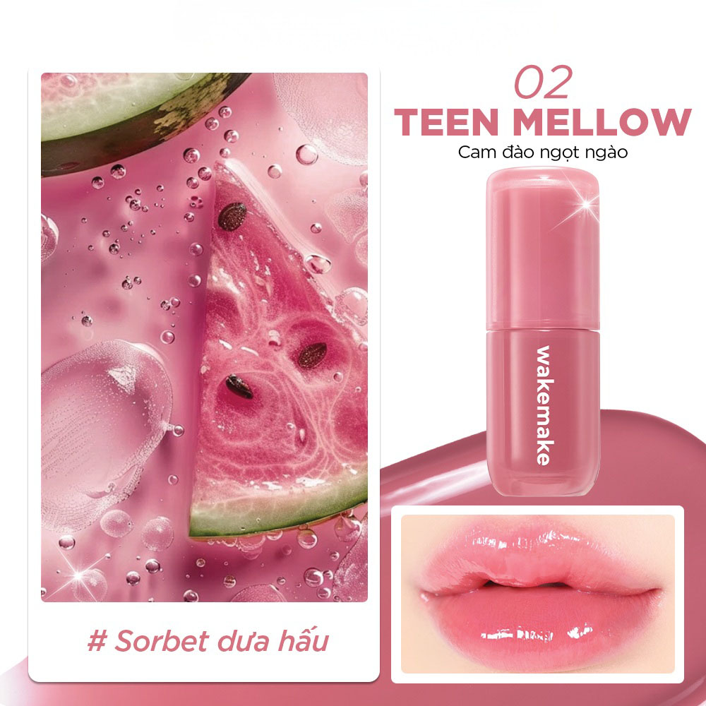 Son Bóng Wakemake Waterful Glow Tint 4.6g .#02 Teen Mellow - Hình ảnh chính thức