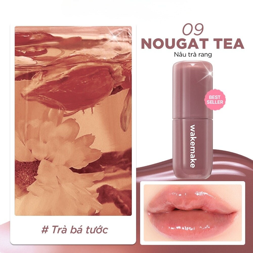 Son Bóng Wakemake Waterful Glow Tint 4.6g .#09 Nougat Tea Son Bóng Wakemake Waterful Glow Tint 4.6g .#09 Nougat Tea - Hình ảnh chính thức