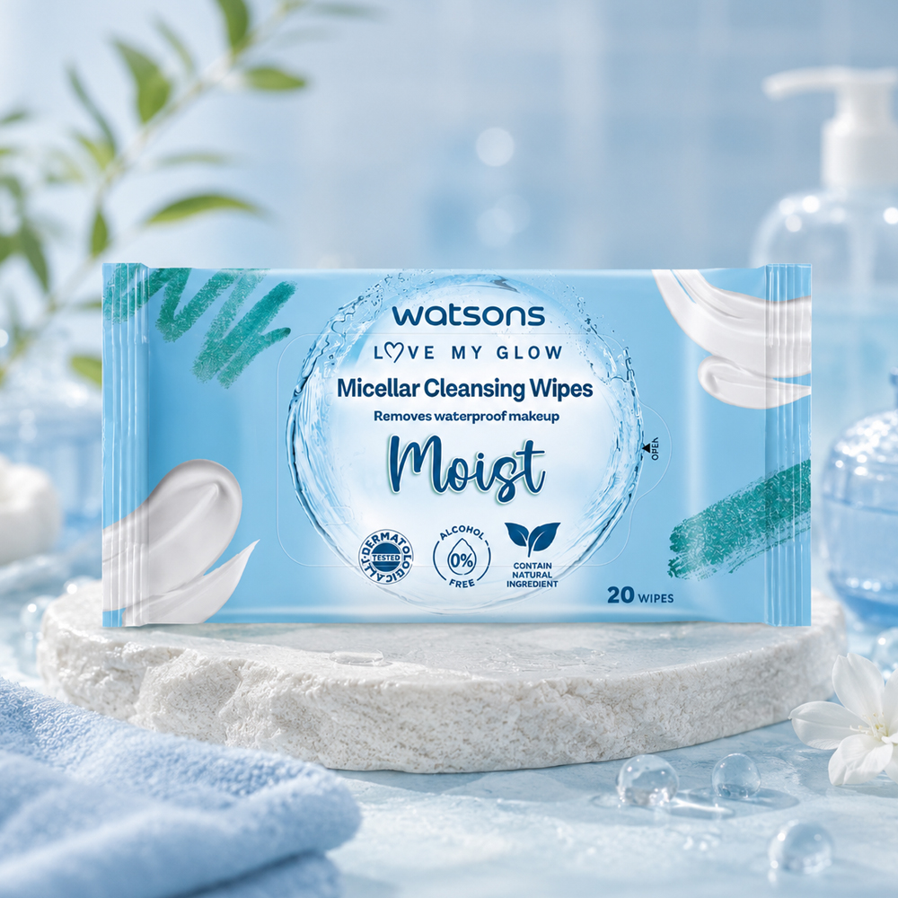 Khăn Ướt Tẩy Trang Watsons Micellar Cleansing Wipes Moist 20 miếng