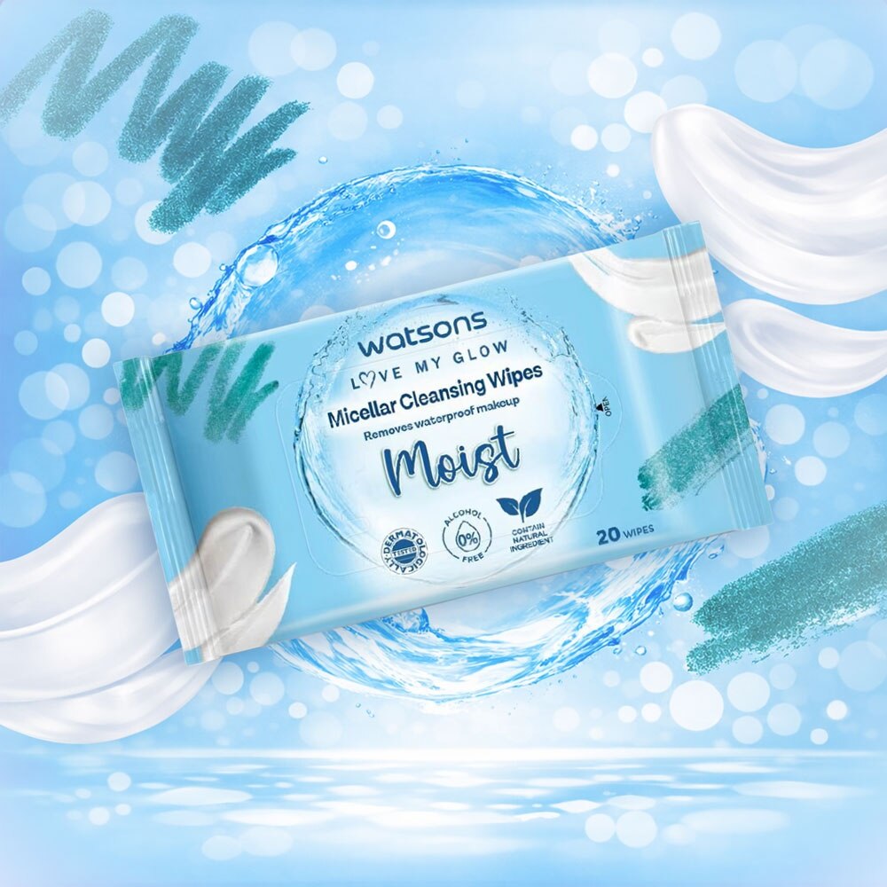 Khăn Ướt Tẩy Trang Watsons Micellar Cleansing Wipes Moist 20 miếng