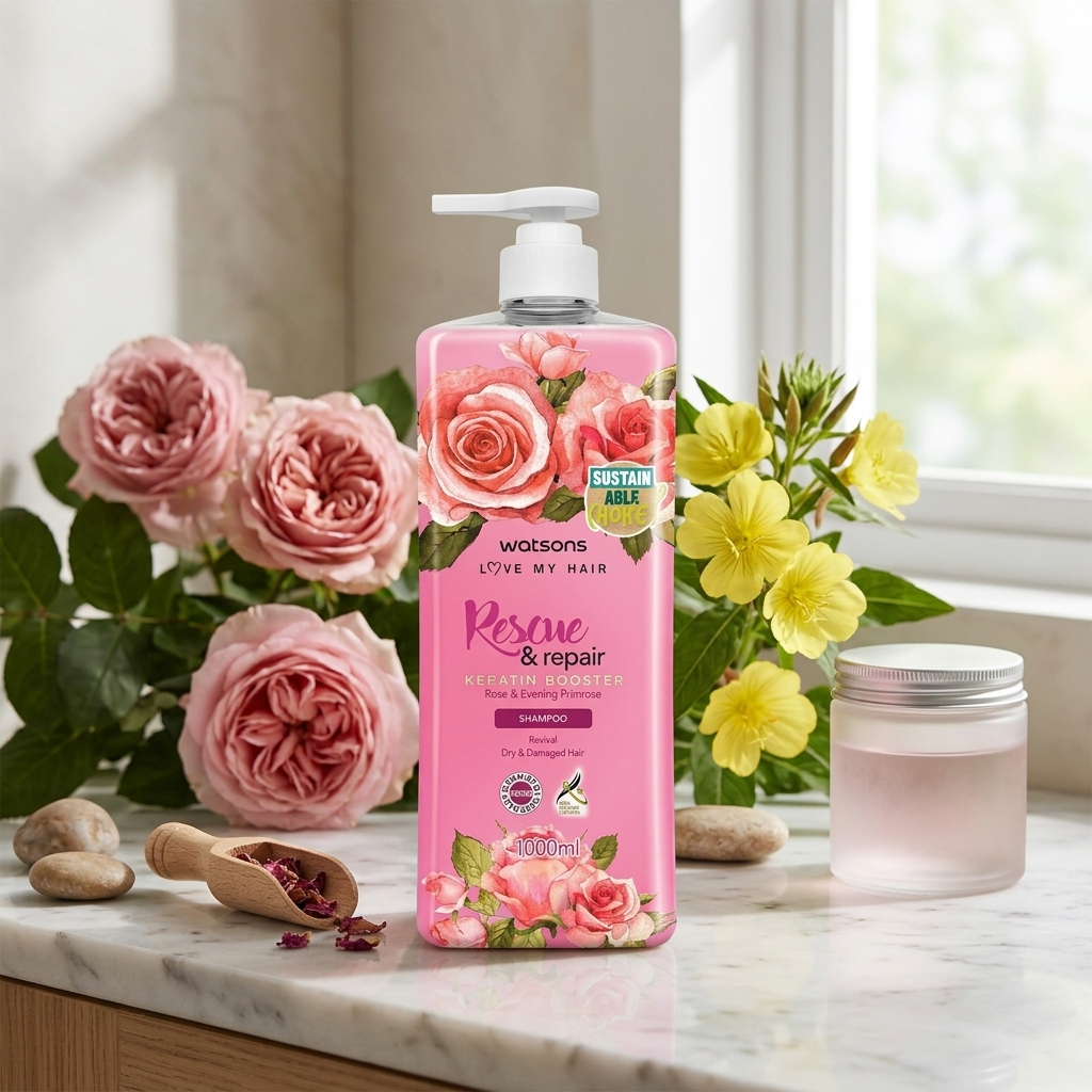 Dầu Gội Watsons Rescue & Repair Rose & Evening Primrose Shampoo 1000ml - Công dụng Dầu Gội Watsons Rescue & Repair Rose & Evening Primrose Shampoo 1000ml