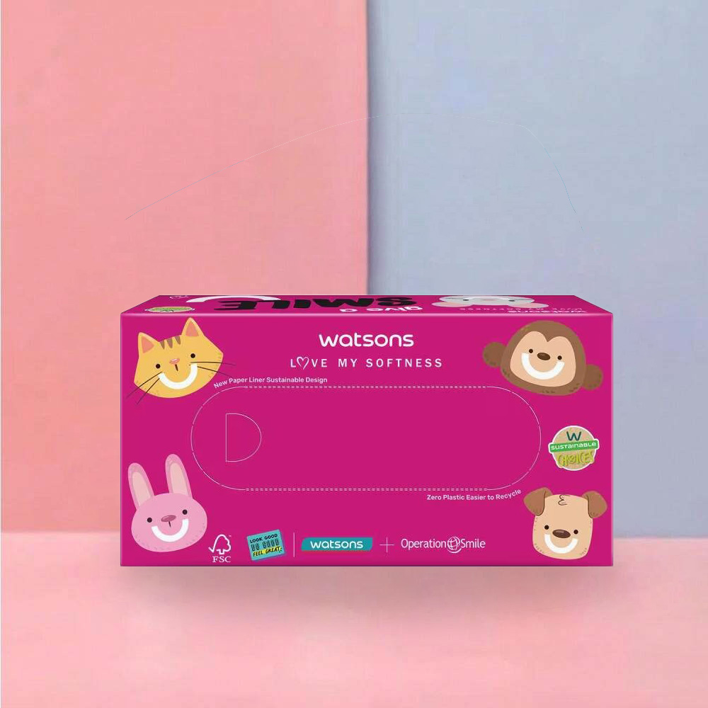 Khăn Giấy Hộp 3 Lớp Watsons Charity Smile Campaign Box Tissues - 2