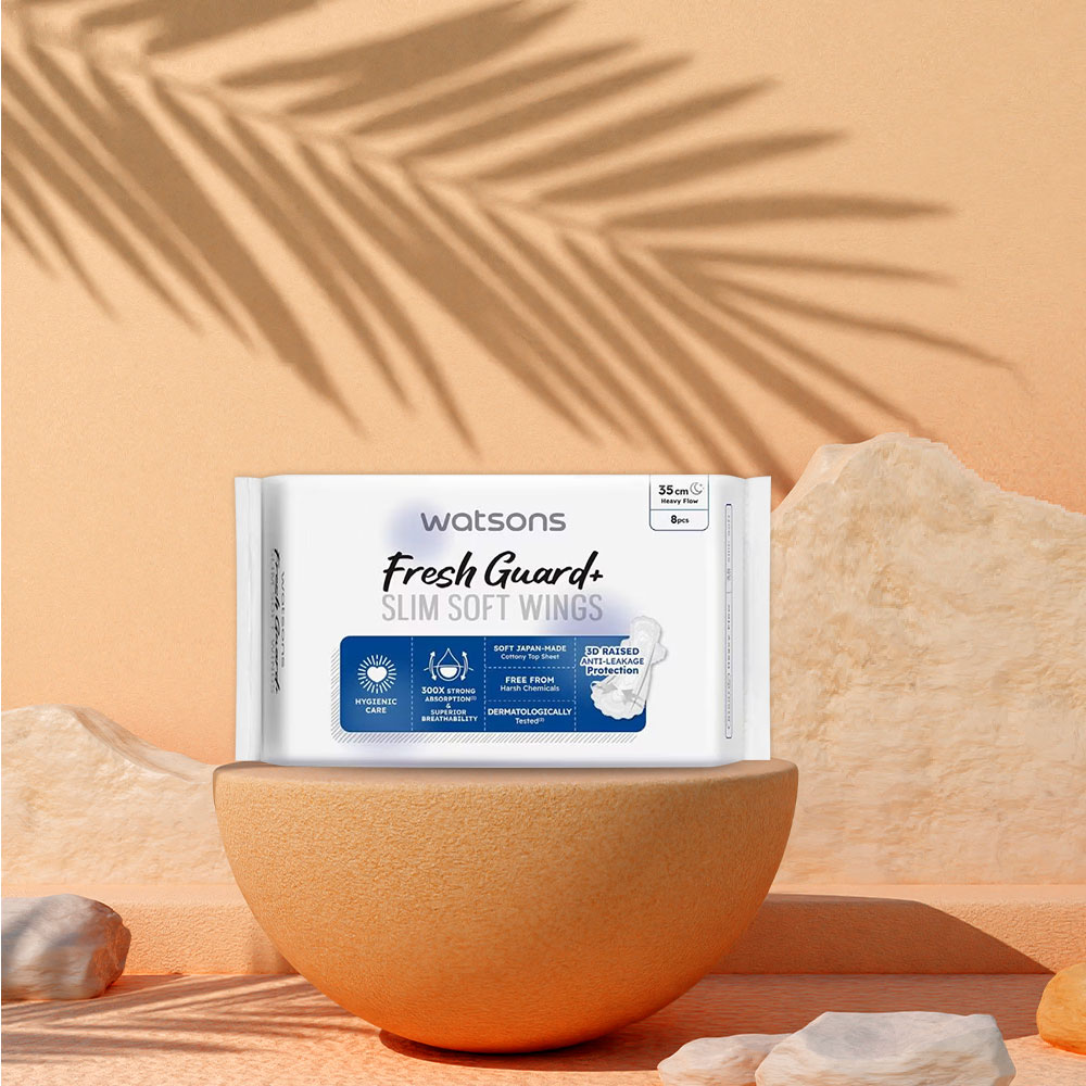 Băng Vệ Sinh Ban Đêm Mỏng Có Cánh Watsons Fresh Guard+ 35cm 8 Miếng - 1