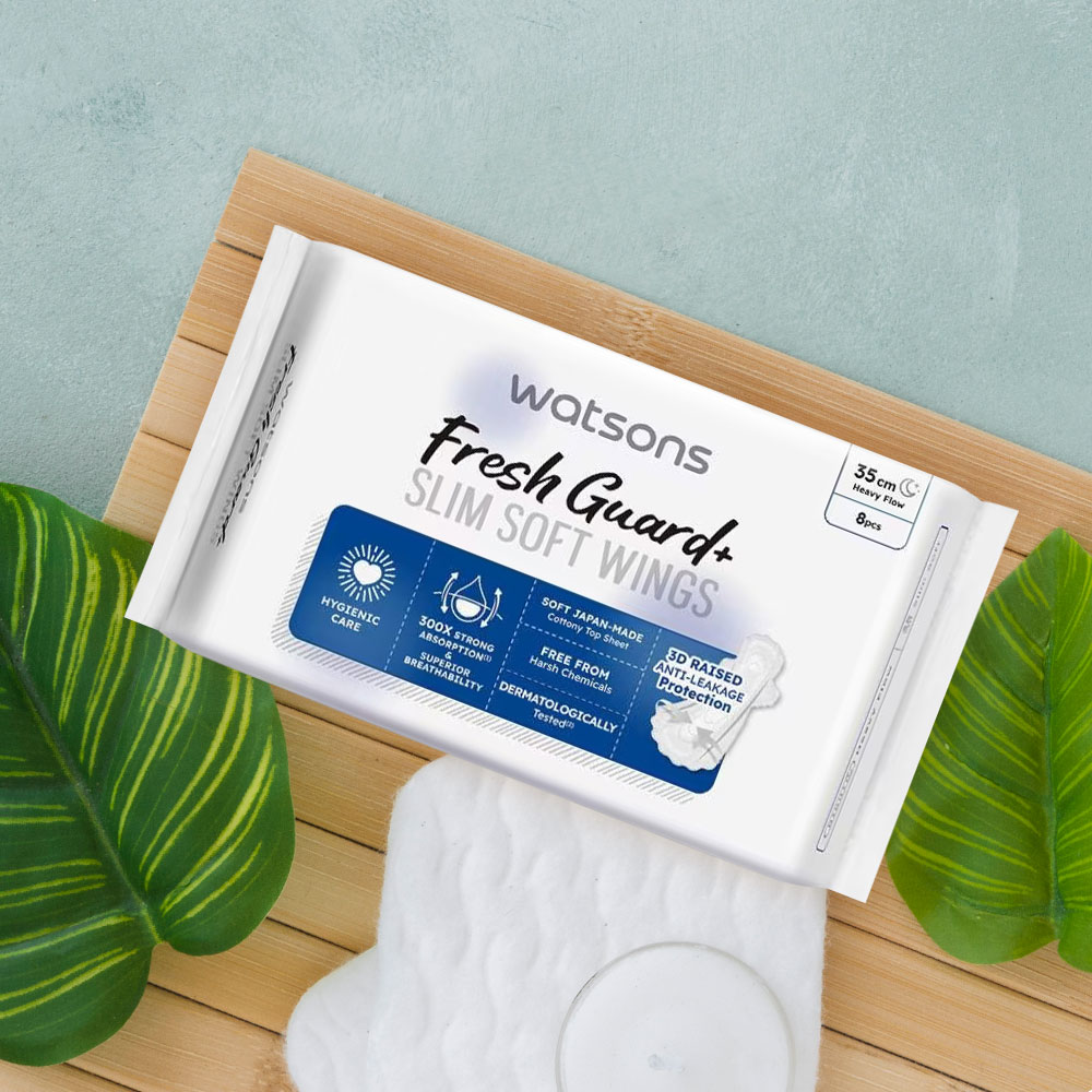 Băng Vệ Sinh Ban Đêm Mỏng Có Cánh Watsons Fresh Guard+ 35cm 8 Miếng - 2