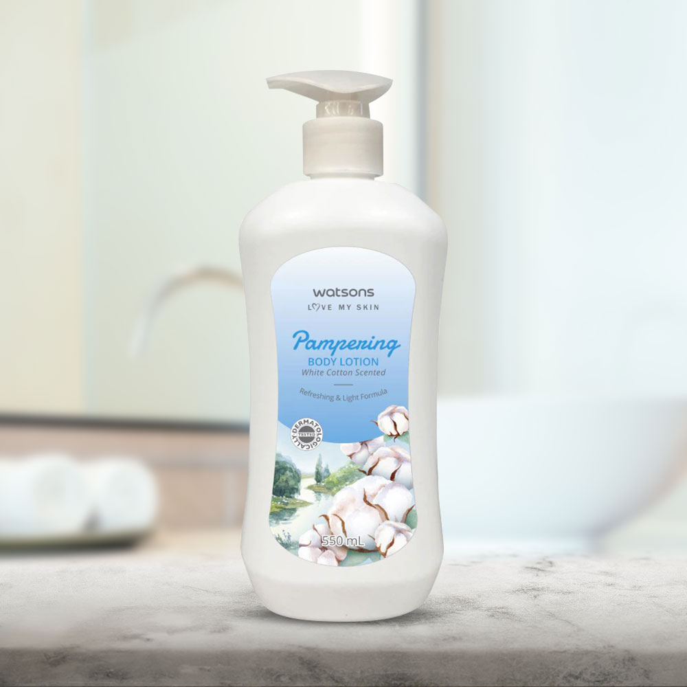 Watsons Pampering Body Lotion White Cotton Scented 550ml