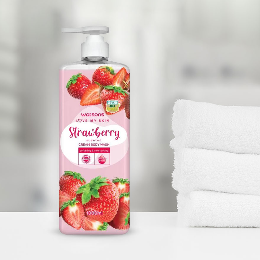 Watsons Love My Skin Strawberry Scented Cream Body Wash 1000ml