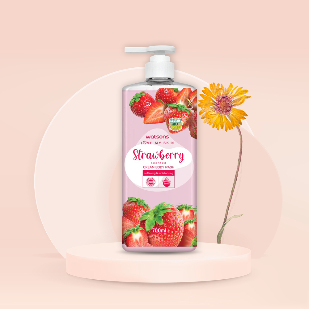 Watsons Love My Skin Strawberry Scented Cream Body Wash 700ml