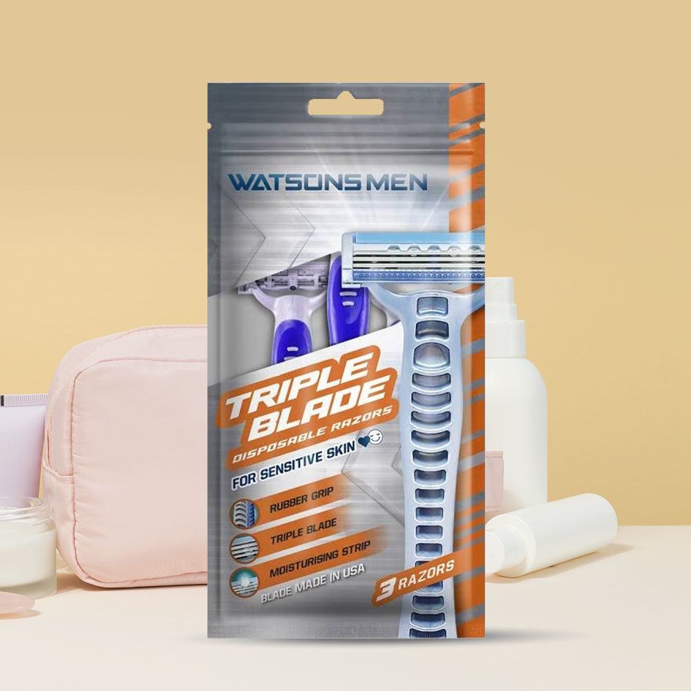 Bộ 3 Dao Cạo 3 Lưỡi Cho Nam Watsons Triple Blade Disposable Razors 3pcs - 1