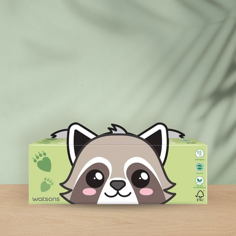 Watsons Velvety Soft Box Tissues Racoon+Sloth - 1