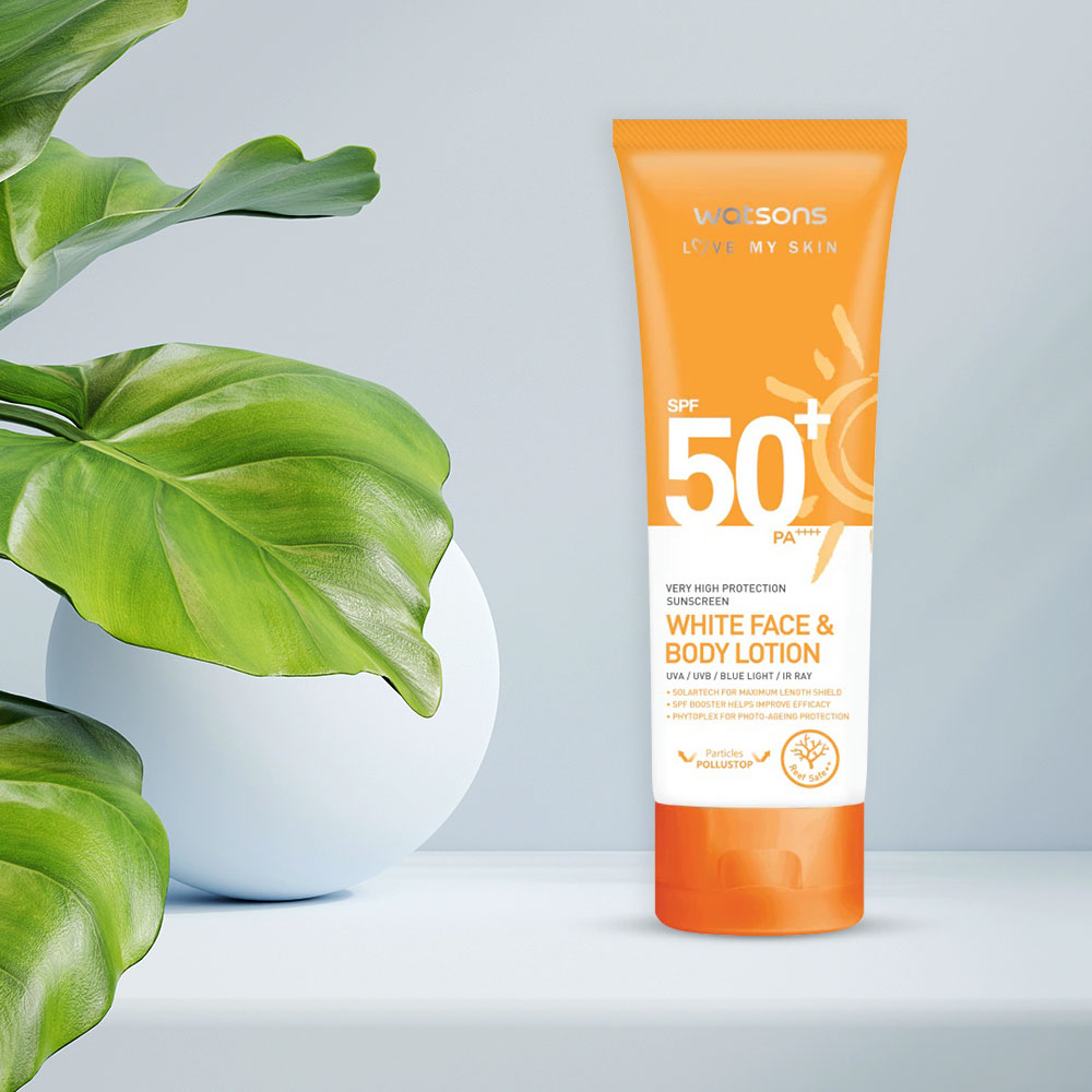 Watsons Love My Skin Very High Protection Sunscreen White Face Body Lotion SPF50+ 100ml