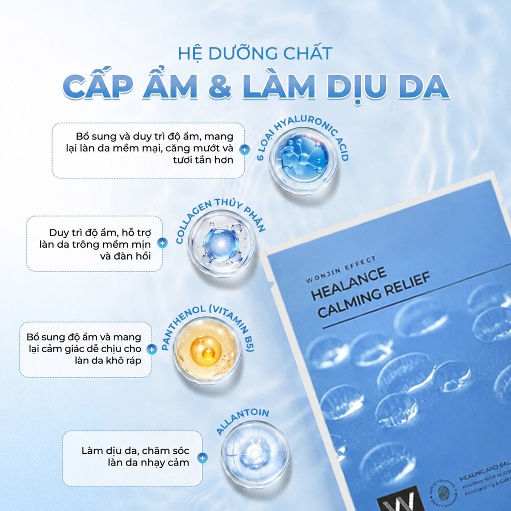Mặt Nạ Wonjin Effect Healance Calming Relief Mask 30g - cấp ẩm, làm dịu da, làm mềm, mịn da Mặt Nạ Wonjin Effect Healance Calming Relief Mask 30g