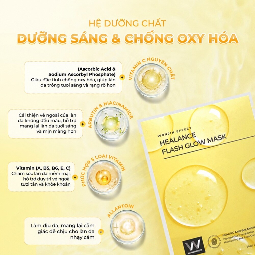 Mặt Nạ Wonjin Effect Healance Flash Glow Mask 30g - cấp ẩm, làm dịu da, hỗ trợ phục hồi da Mặt Nạ Wonjin Effect Healance Flash Glow Mask 30g