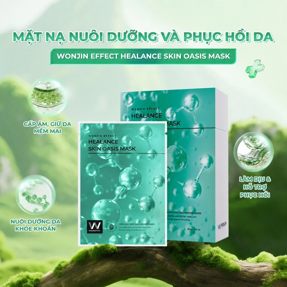 Hộp Mặt Nạ Wonjin Effect Healance Oasis Mask 30g x 5pcs - cấp ẩm, làm dịu da, hỗ trợ phục hồi da Hộp Mặt Nạ Wonjin Effect Healance Oasis Mask 30g x 5pcs