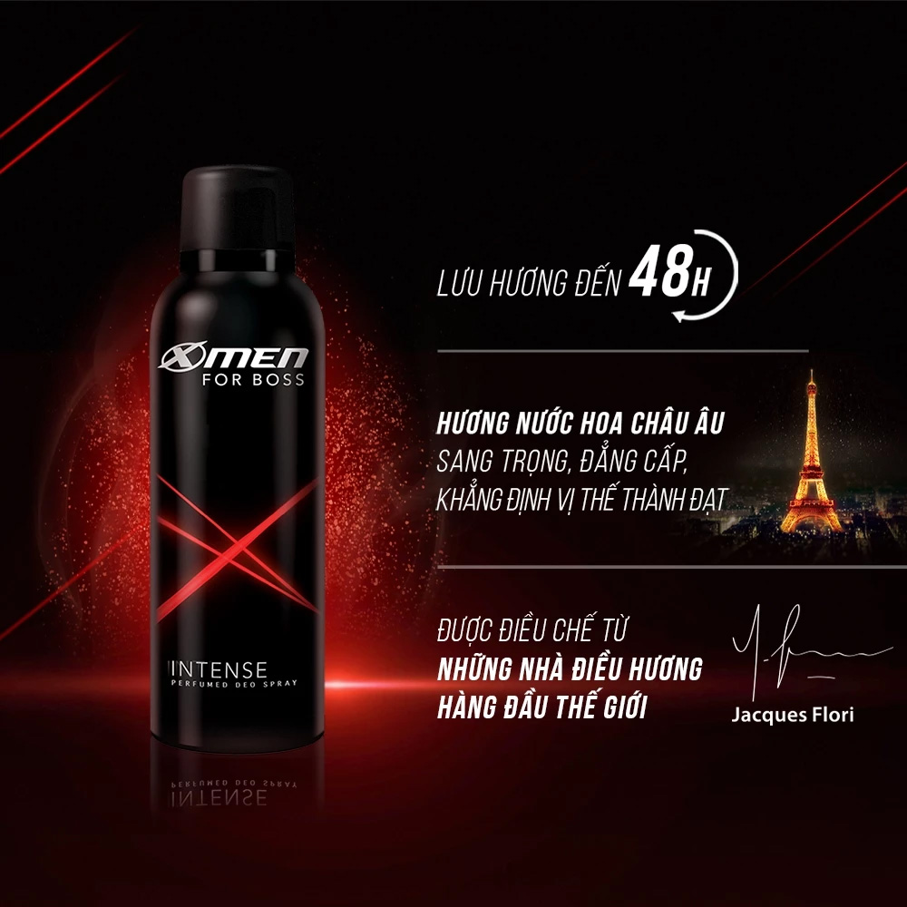 Xịt Khử Mùi Xmen For Boss Hương Nước Hoa Intense Deo Spray 150ml