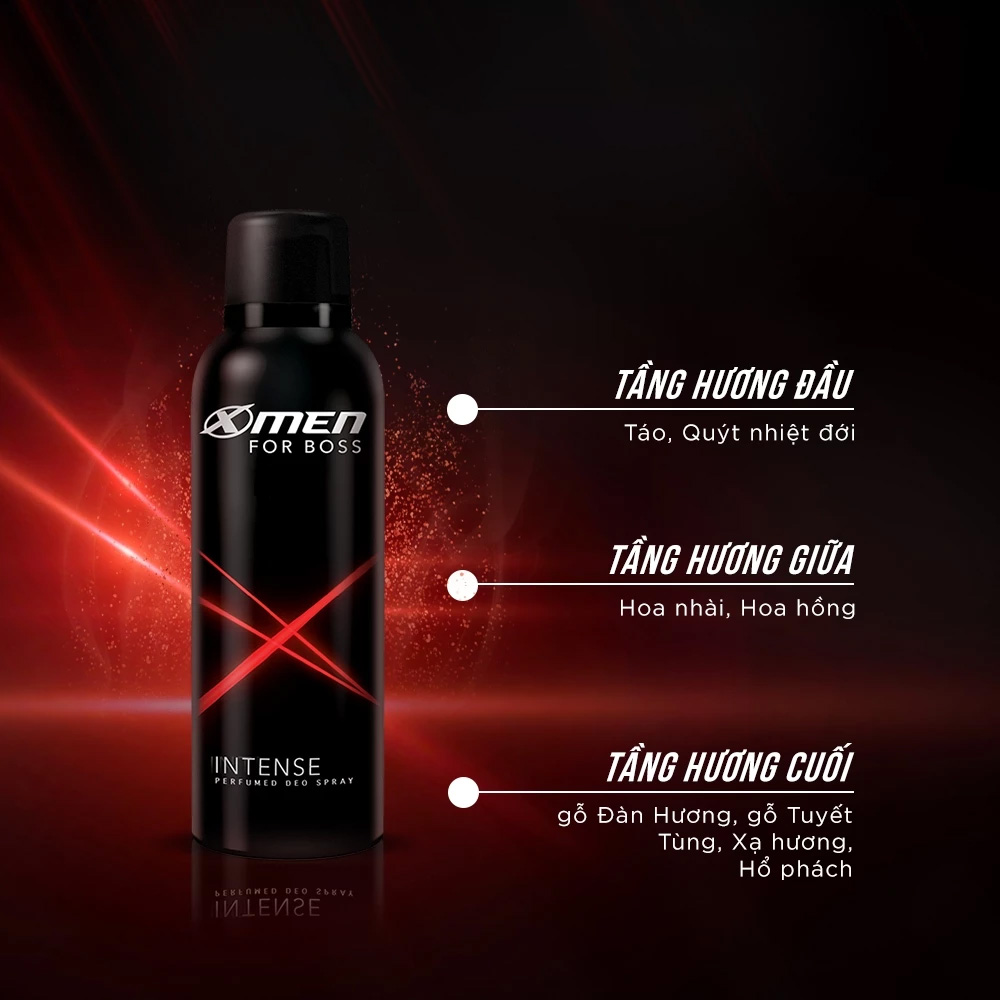 Xịt Khử Mùi Xmen For Boss Hương Nước Hoa Intense Deo Spray 150ml