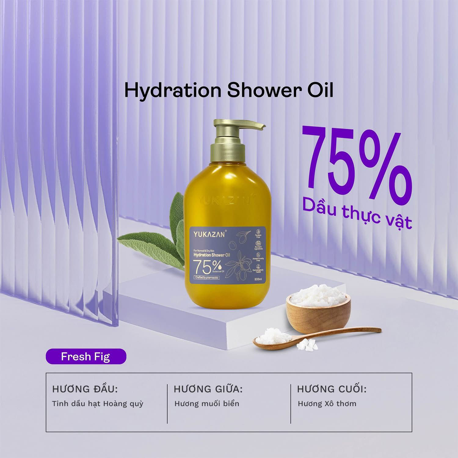 Yukazan Hydration Shower Oil 75% 500ml - 1