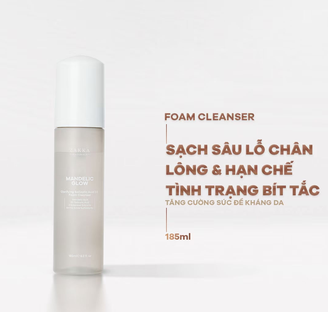 Sữa Rửa Mặt Zakka Naturals Clarifying Salicylic Acid 2.0 Foam Cleanser 185ml - 1