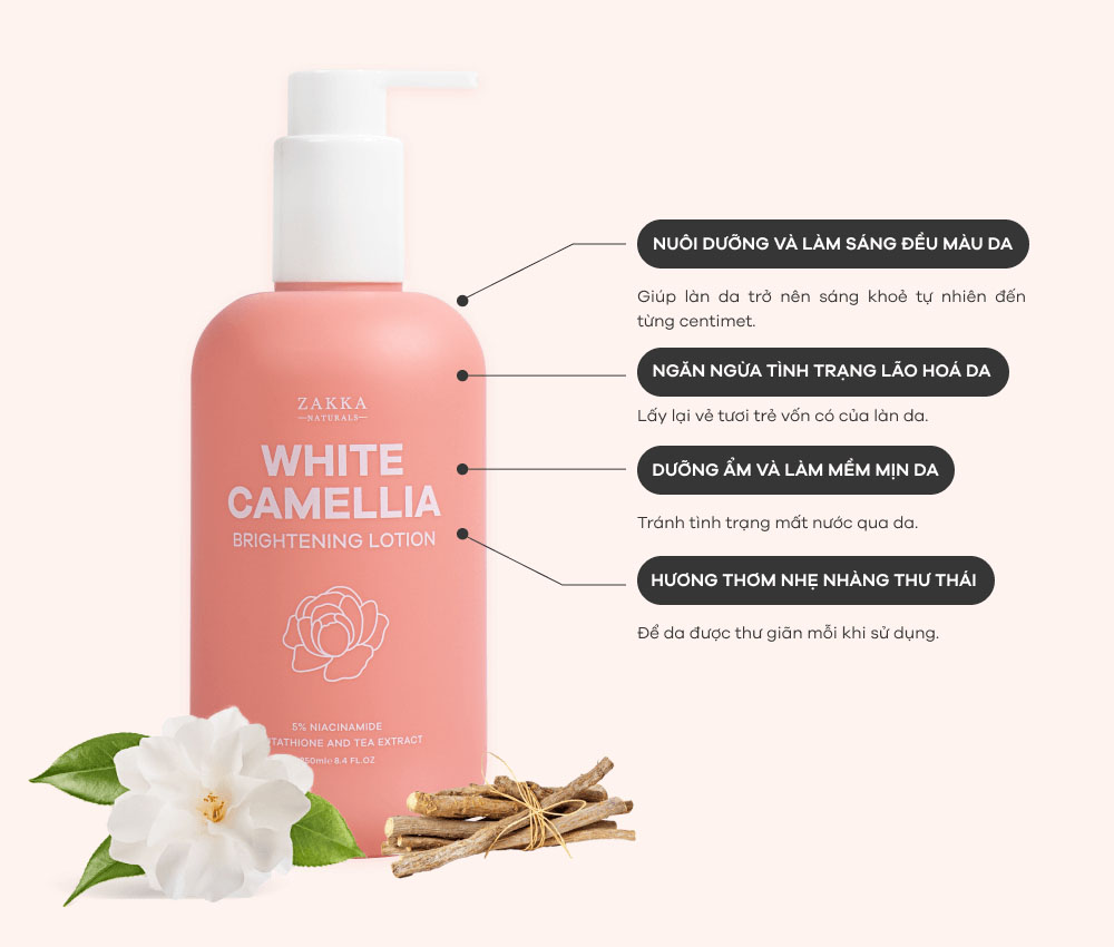 Sữa Dưỡng Thể Zakka Naturals White Camellia Brightening Lotion 250ml - 2