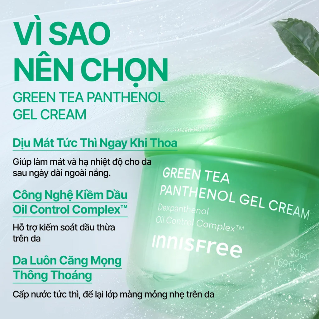 Kem Dưỡng Innisfree Green Tea Panthenol Gel Cream 50ml