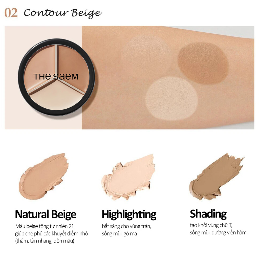 the SAEM Triple Pot Concealer Contour Beige palette the SAEM Cover Perfection Triple Pot Concealer Contour Beige