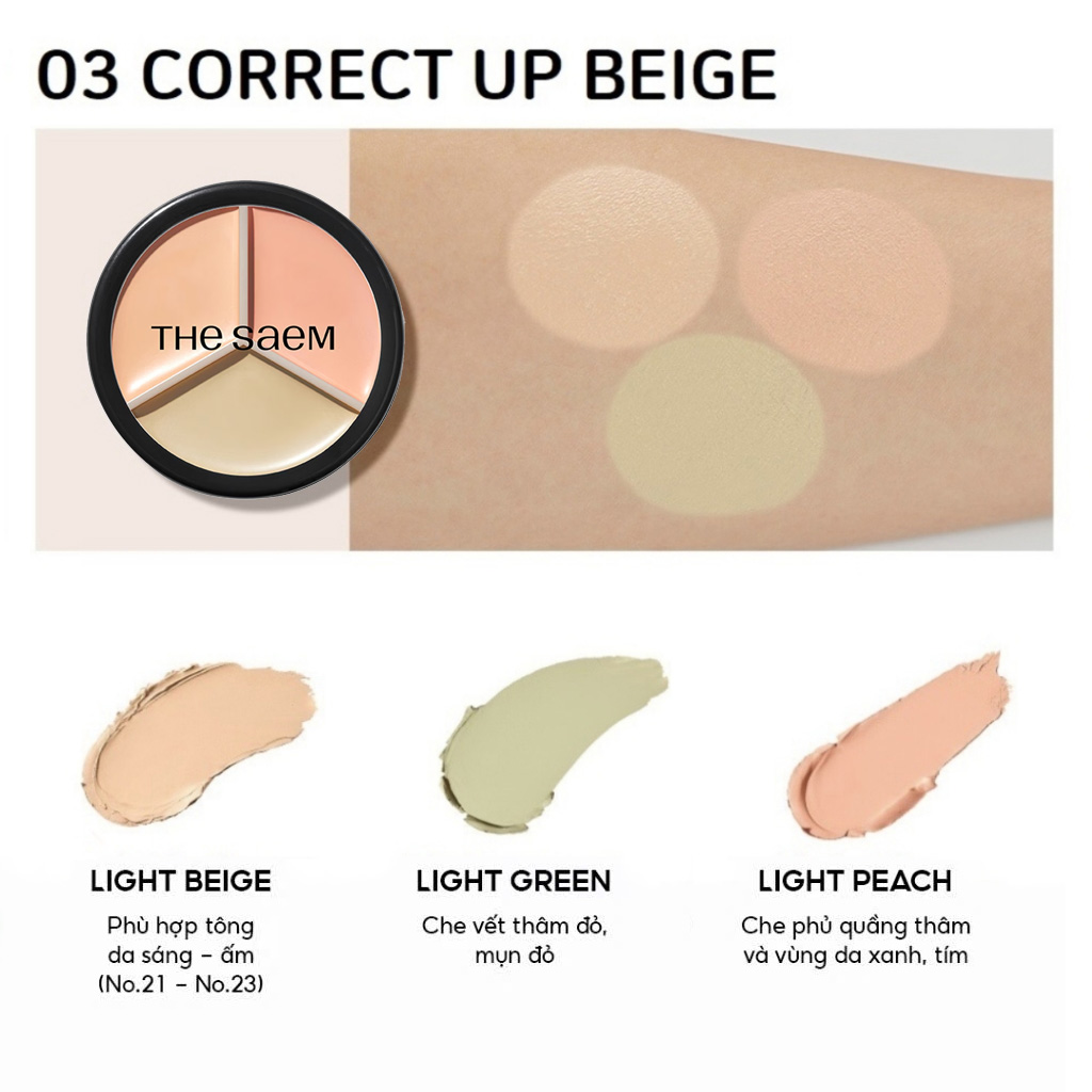 the SAEM Cover Perfection Triple Pot Concealer Correct Up Beige