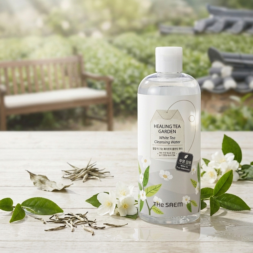 The SAEM White Tea Cleansing Water removes impurities and refreshes skin The SAEM White Tea Cleansing Water 500ml