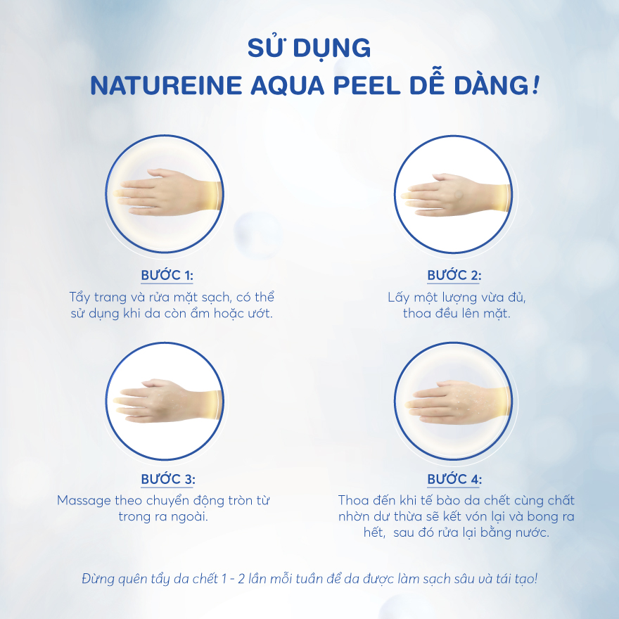 Cách sử dụng NATUREINE, Gel Tẩy Tế Bào Natureine Aqua Peel Moisture Peeling Gel Cấp Ẩm 300ml