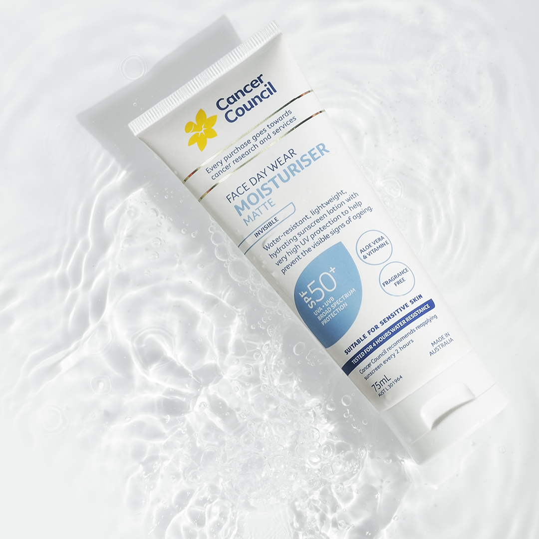Cancer Council Sunscreen Face Day Wear Moisturizer Matte Invisible Water Resistant SPF50+ UVA-UVB 75ml