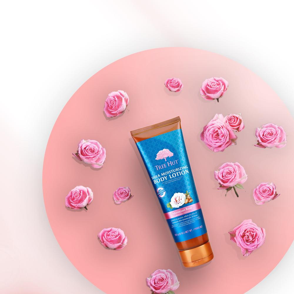 tree hut shea moisturizing body lotion moroccan rose